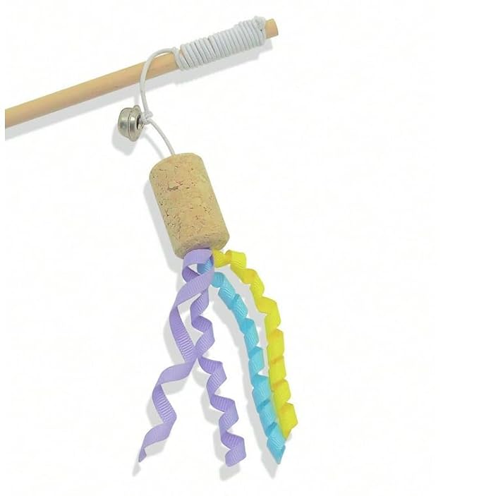 Teasing Cat Stick Hemp Rope Rod Wooden Handle